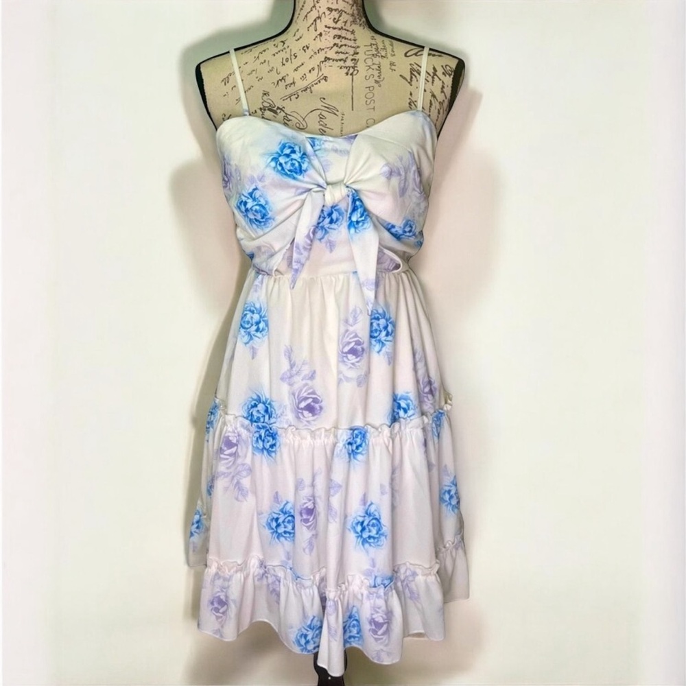 Floral Mini Smocked Sun Dress for Women Size S Small - Picture 2 of 16
